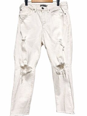 TORRID White Distressed Straight Jeans Raw Hem Grunge Coastal Mom